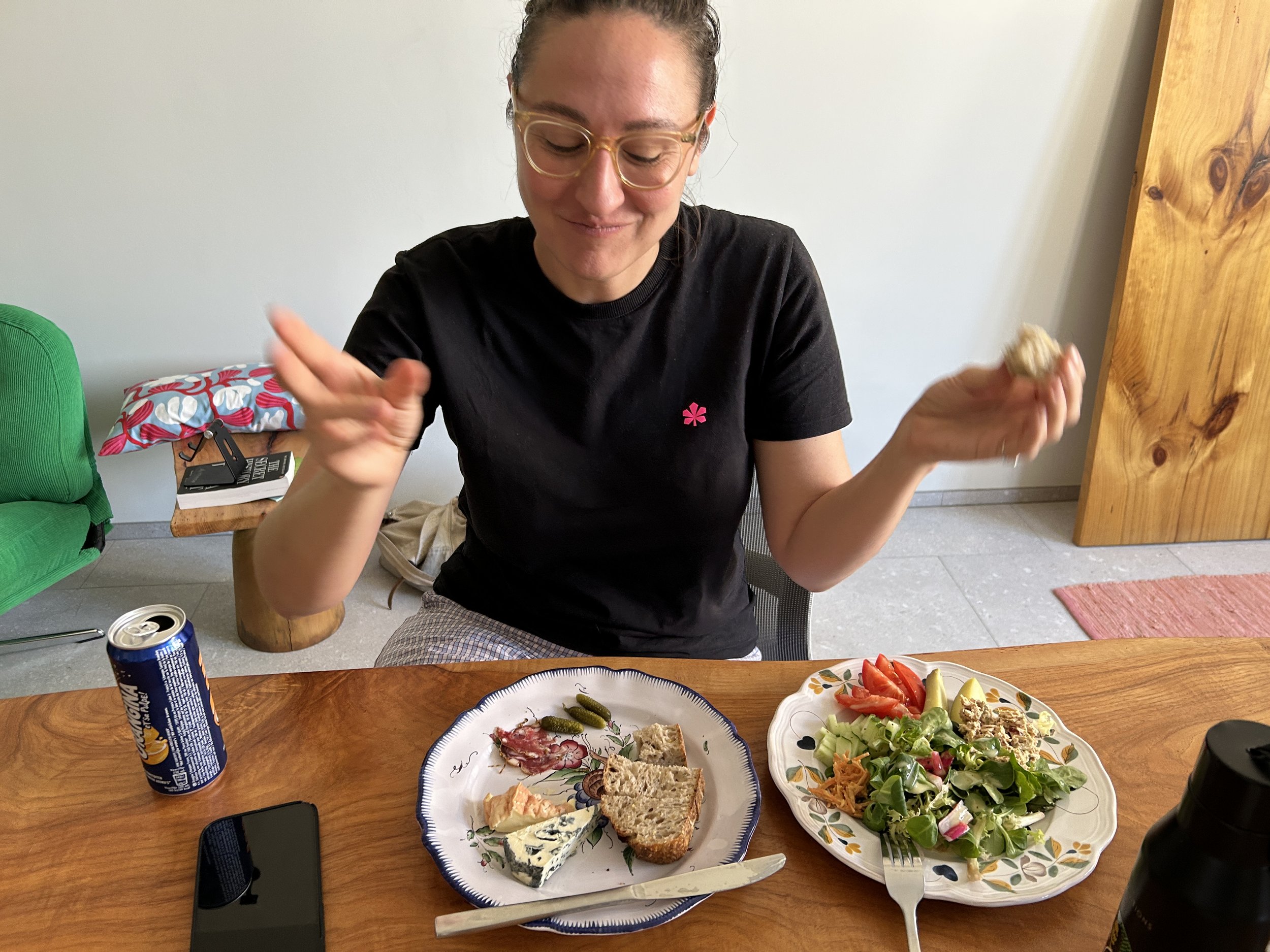  Our friend Megan, the first guest. Of course we put her to work but rewarded her with local delights. 