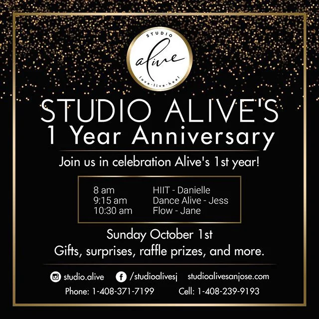 You're Invited! Join me in celebrating 1 year at Alive! For those of you that don't know I am a fitness instructor and I have my own fitness studio. And I can not believe it has already been 1 year. God is so good. Come celebrate a year of love. live