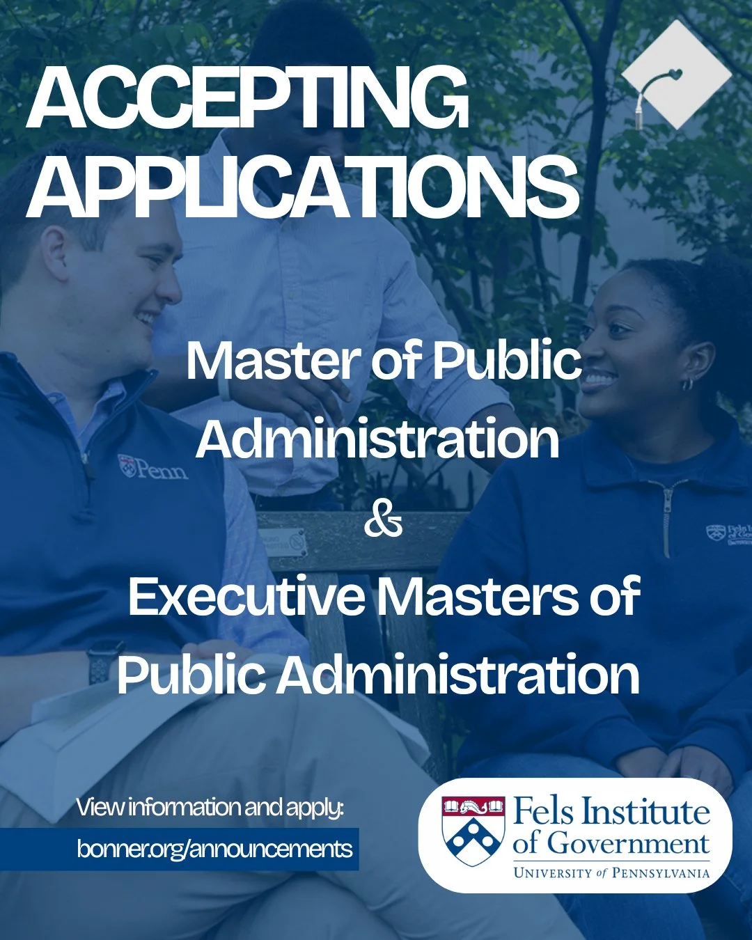 🎓 Last chance to apply! The Fels Institute of Government application deadline is TOMORROW (Jan 15 at 11:59 PM EST). The Fels Institute of Government offers innovative degree pathways for public service enthusiasts. Bonner graduates are guaranteed a 
