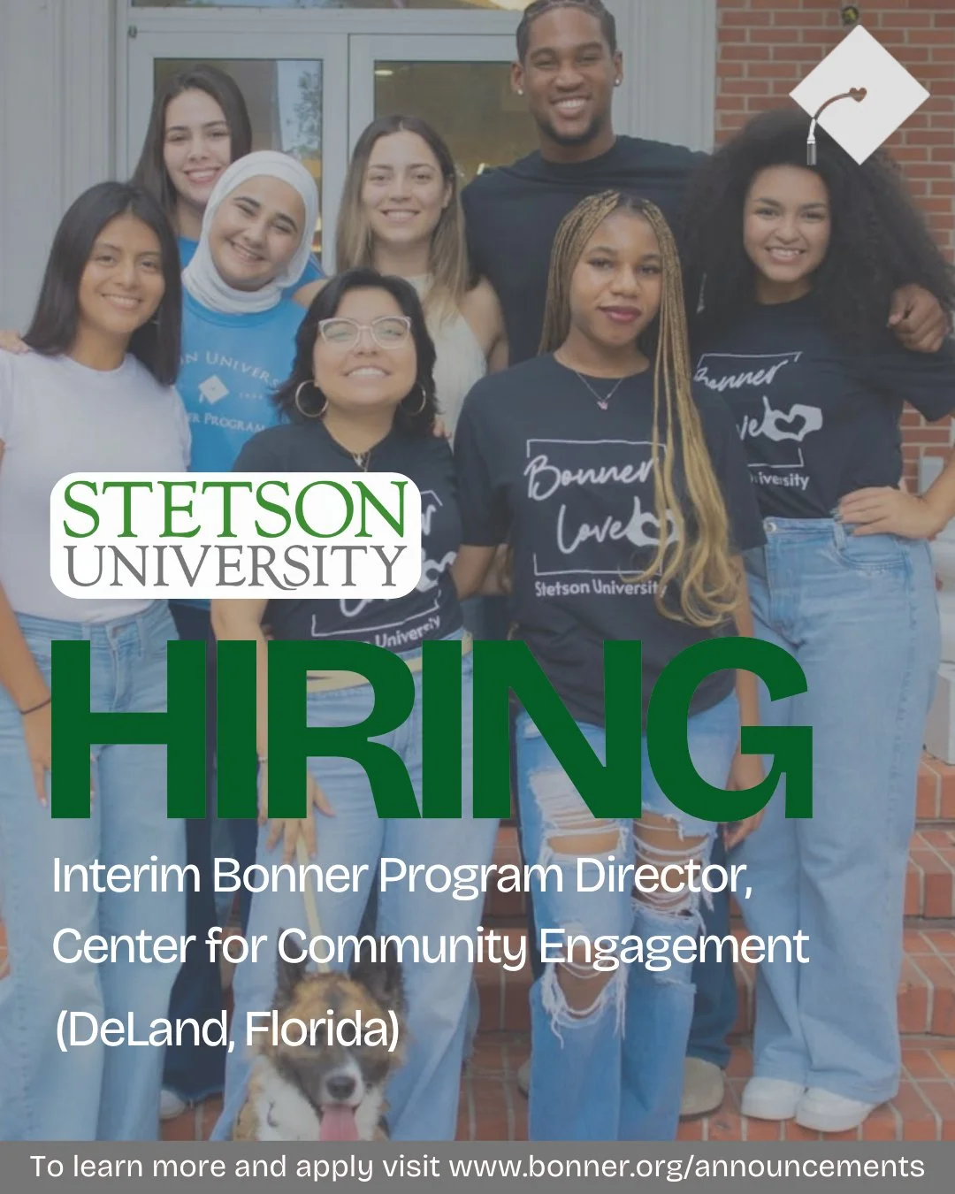 🌟 Job Opportunity!🌟 Stetson University's Center for Community Engagement is seeking an Interim Bonner Program Director for Spring 2026 (January-May). Perfect for someone with Bonner Program experience looking to make an impact in DeLand, Florida! 
