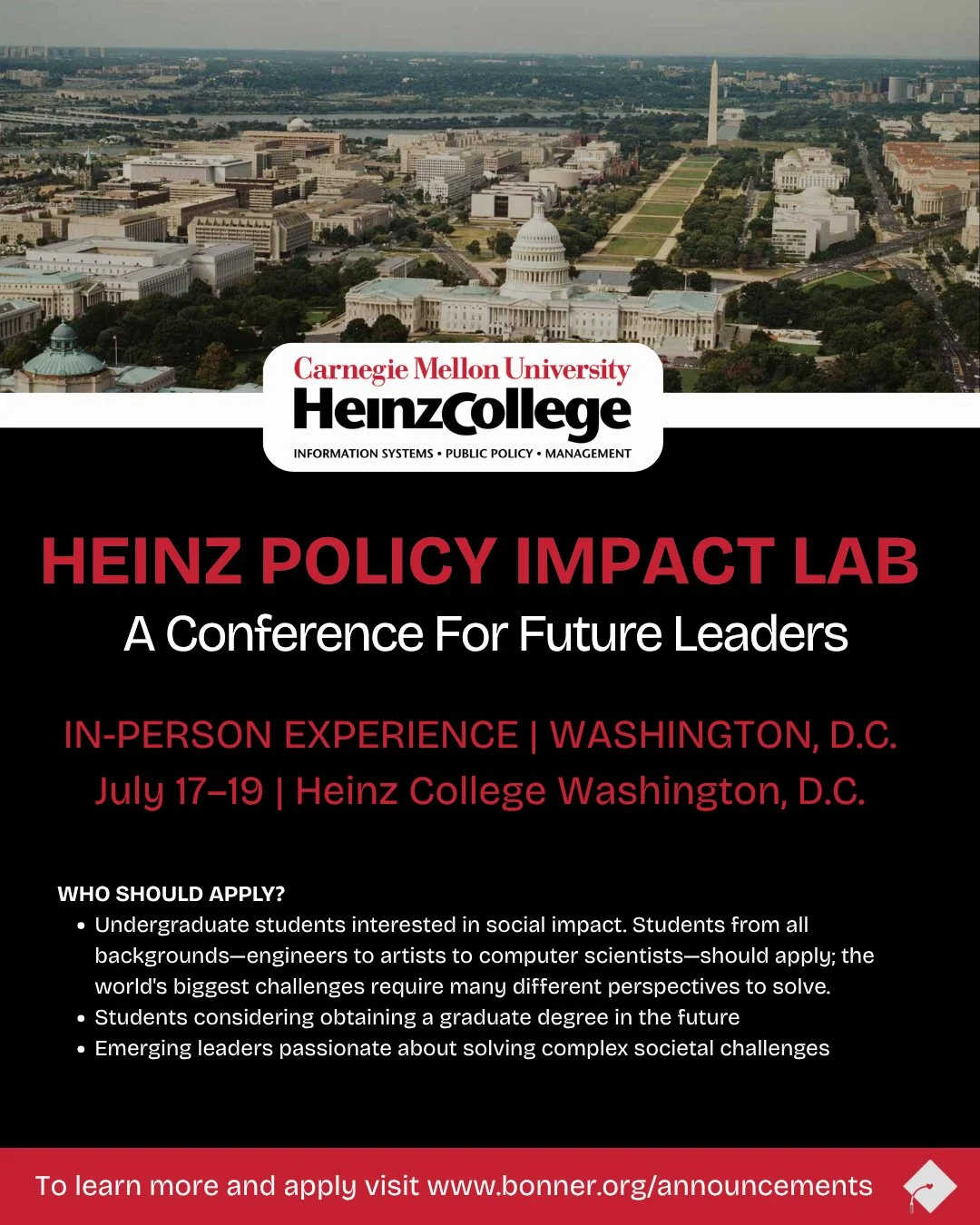 Join one of our graduate school partners, Carnegie Mellon&rsquo;s Heinz College in Washington, DC for the 2026 Heinz Policy Impact Lab (July 17&ndash;19) &mdash; a hands-on weekend tackling housing affordability through workshops, panels, and a Polic