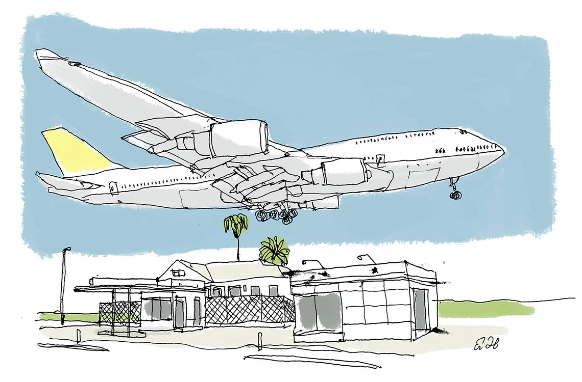 sketchbook drawing of airport noise (graphite line)