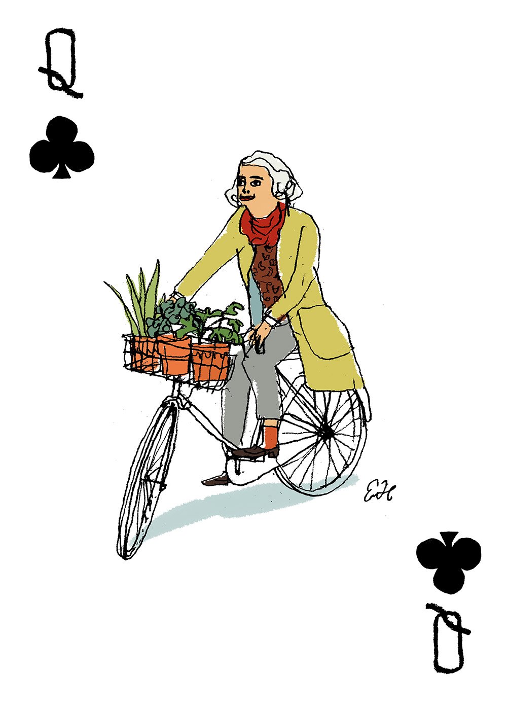 Biking home from the flower market-- art for JCrew