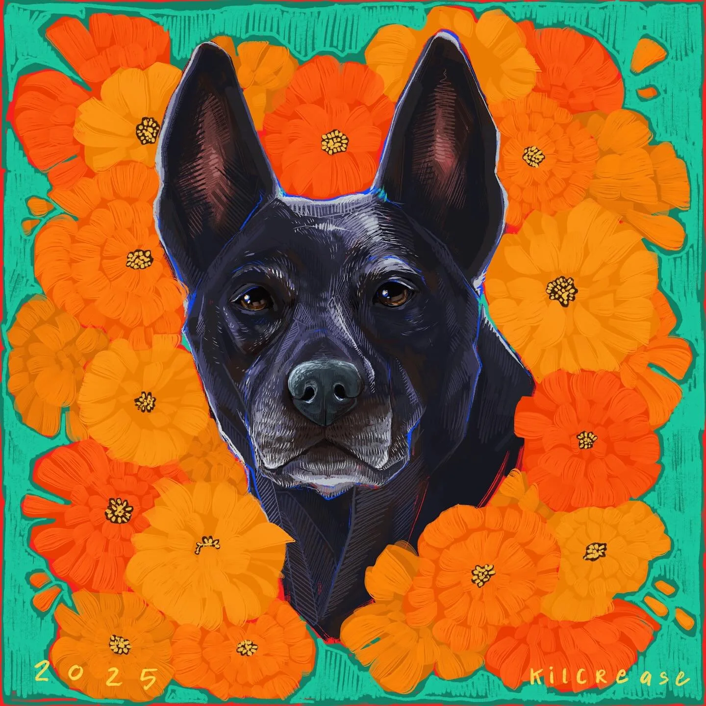 Completed my first digital pet portrait just in time for Dia de los Muertos 🧡🥲 
Swipe ➡️ to see it on their ofrenda 🌼💀🕯️
Thank you, @ambarexlibris for trusting me with such a special project! 🫶🏼
Interested in a digital portrait? Send me DM!