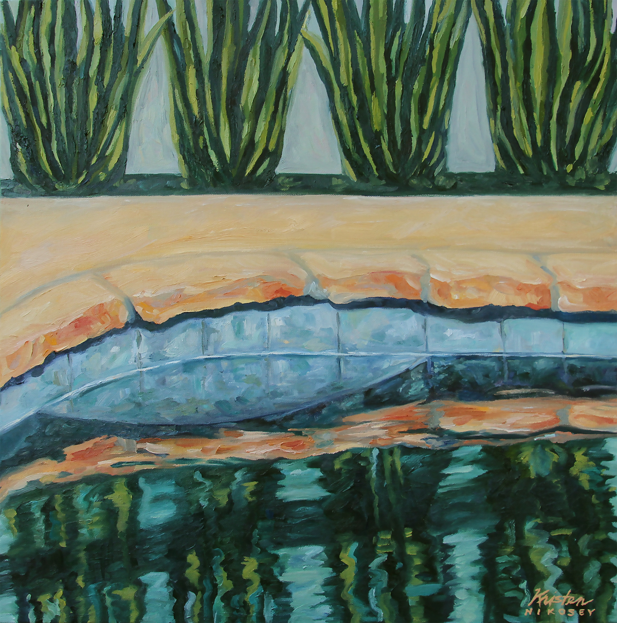 'Poolside' - 24"x24" - oil This painting was created for an art show hosted by Malibu Art Association at the Schomburg Gallery at the Bergamot Station - Santa Monica, CA.