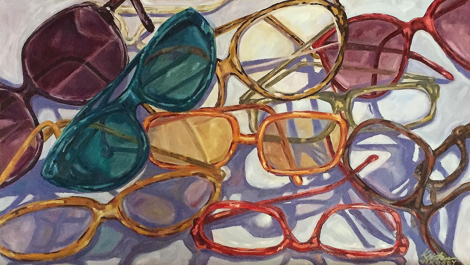 'Mom's Glasses-Losing Clarity' - oil 23"x40"