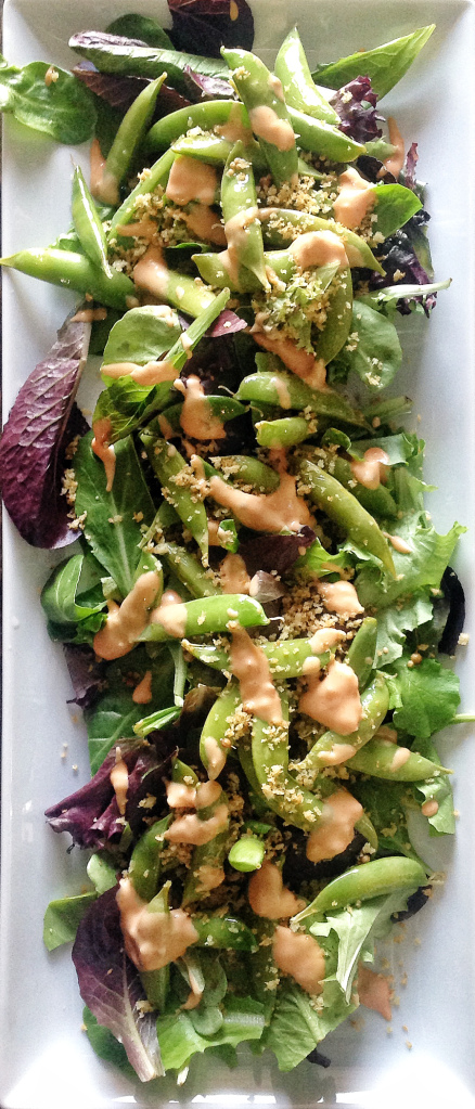 Romaine Salad with Pickled Sugar Snap Peas