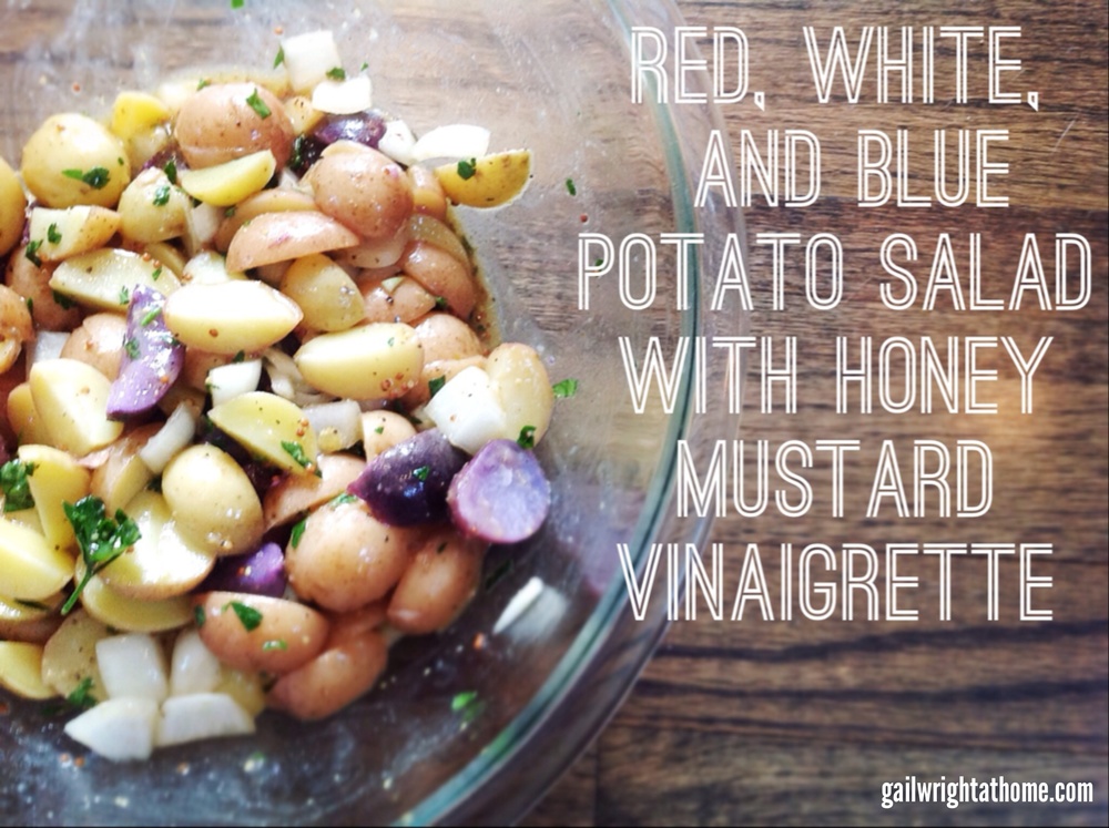 Red White and Blue Potato Salad with Honey Mustard Vinaigrette