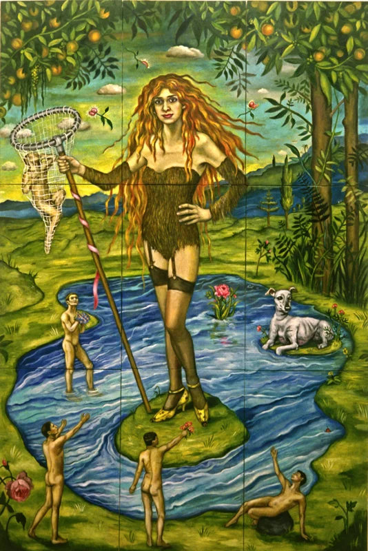 Self-portrait as Diana the Huntress II , 2006, oil on canvas, 90" x 60"