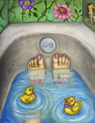 What I Saw in the Water , 2008, oil on wood, 14" x 11"