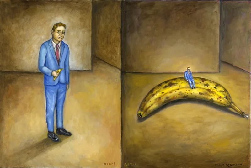 Before and After V , 2009, oil on canvas, 24" x 36"