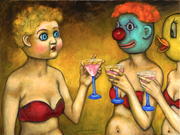 Triple Self-portrait , 2016, oil on canvas, 30" x 40"