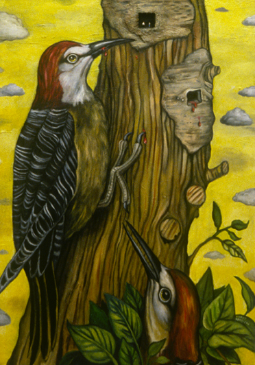 Nancy Robinson , detail from The Human Condition , oil on canvas and mixed media