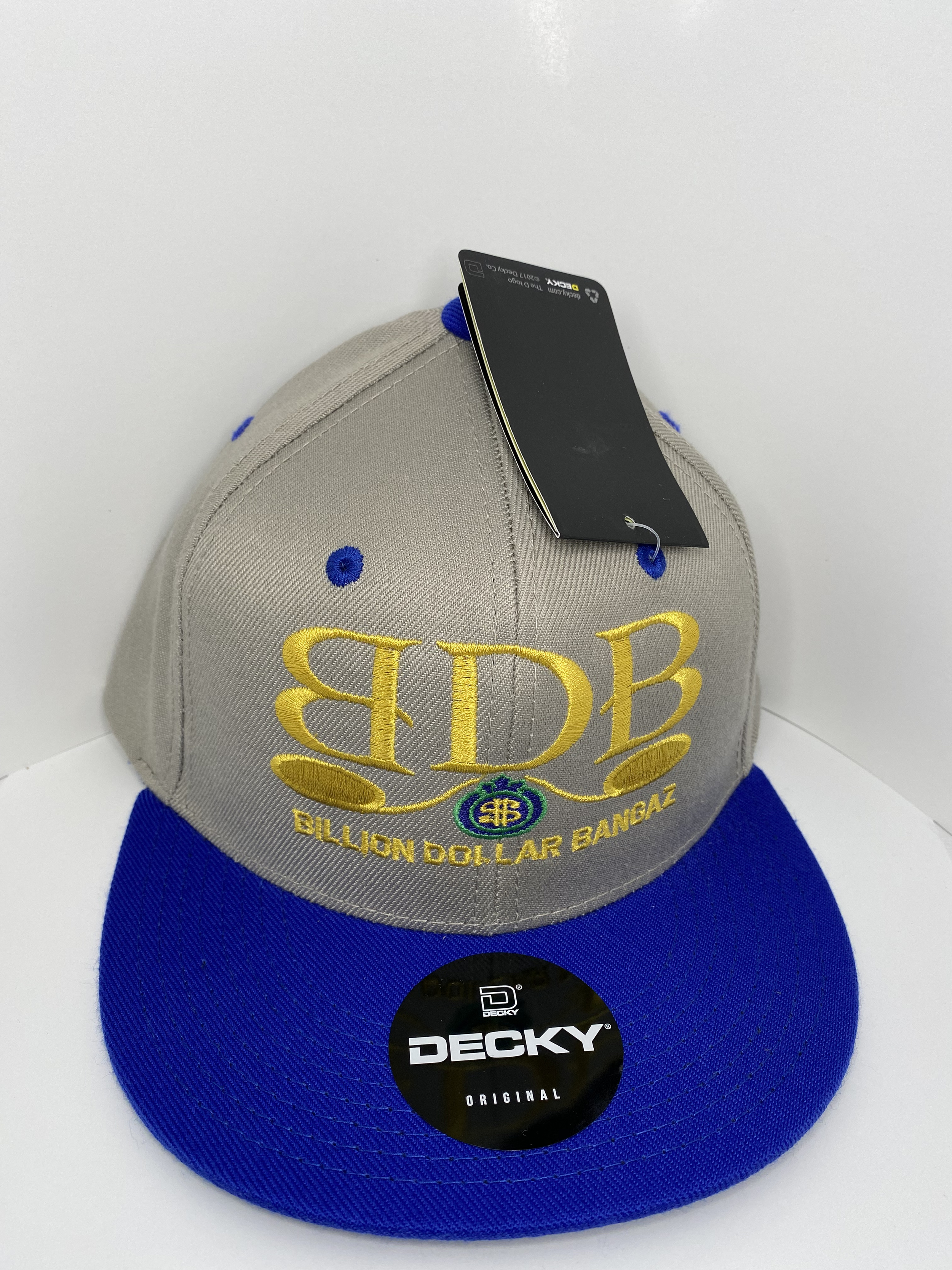 Billion Dollar Bangaz Grey Snapback Hat W/ Navy Blue Brim