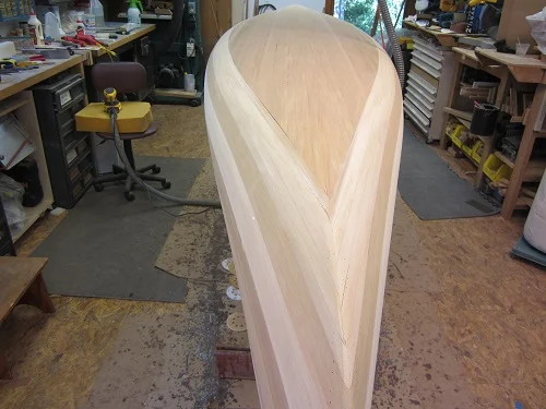 Sanding the exterior, ready for epoxy protection