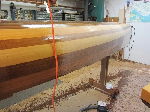 Epoxy over cloth, starting to sand smooth