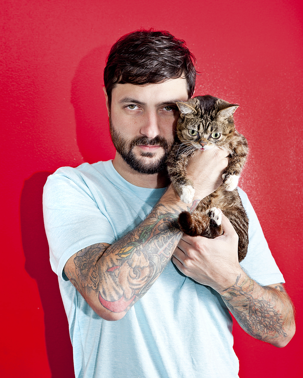  Lil Bub &nbsp;and her “Dude” Mike Bridavsky for WIRED.  