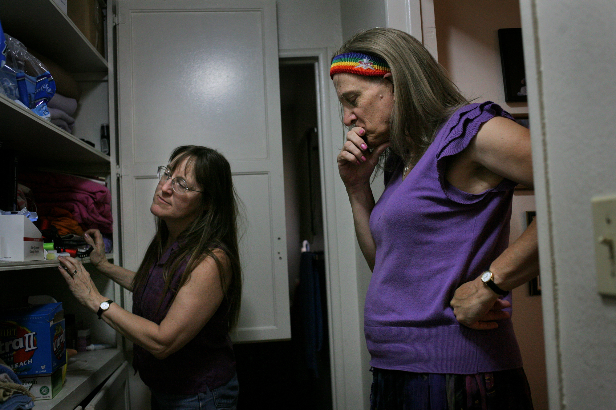 Elena holds back tears as Zing searches for her belongings in a hall cupboard. After healing from her genital reassignment surgery, Elena decided she needs a lover who identifies as a lesbian - just as she does. "I offered it," said Zing, "and each time I offered, I'd say, let's experiment, let's see what it's like, let's explore what each other likes with our bodies... it would be rebuffed or ignored. It was like I wasn't being heard. So what do you do when you're not being heard?" After days of conversations, Zing chose to move out of their apartment.