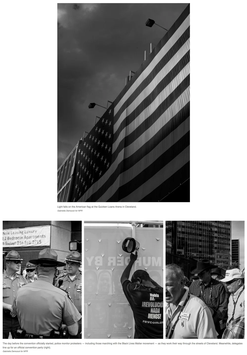 Photography: Gabriella Demczuk Photo Editing + Direction: Ariel Zambelich Story: True Believers, Protesters And Trump: Scenes From Cleveland