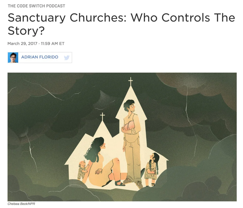 Illustration: Chelsea Beck Art Direction: Ariel Zambelich Story: Sanctuary Churches: Who Controls The Story?