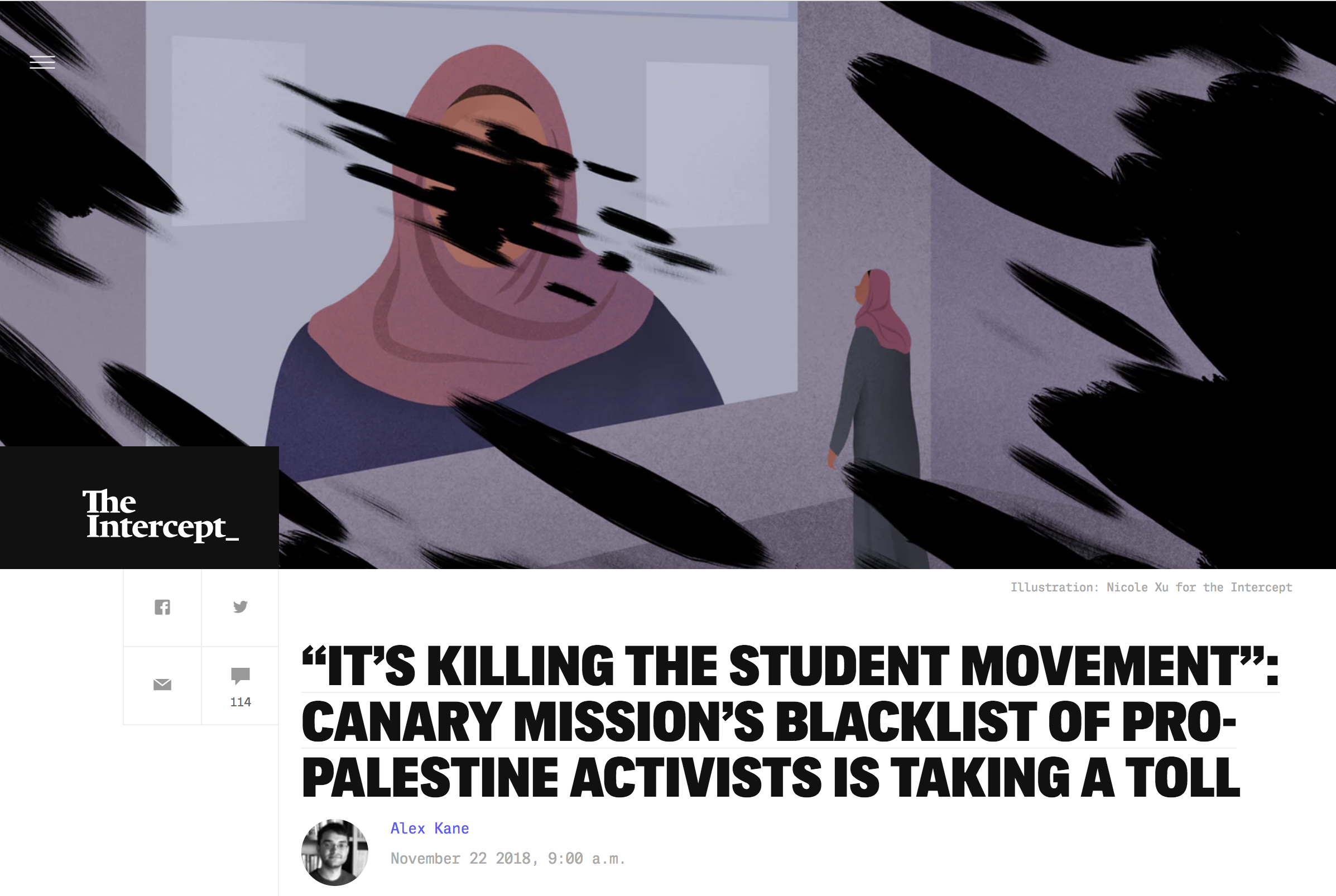  Illustration:  Nicole Xu   Art Direction: Ariel Zambelich  Story:  “It’s Killing The Student Movement”: Canary Mission’s Blacklist of Pro-Palestine Activists Is Taking A Toll  