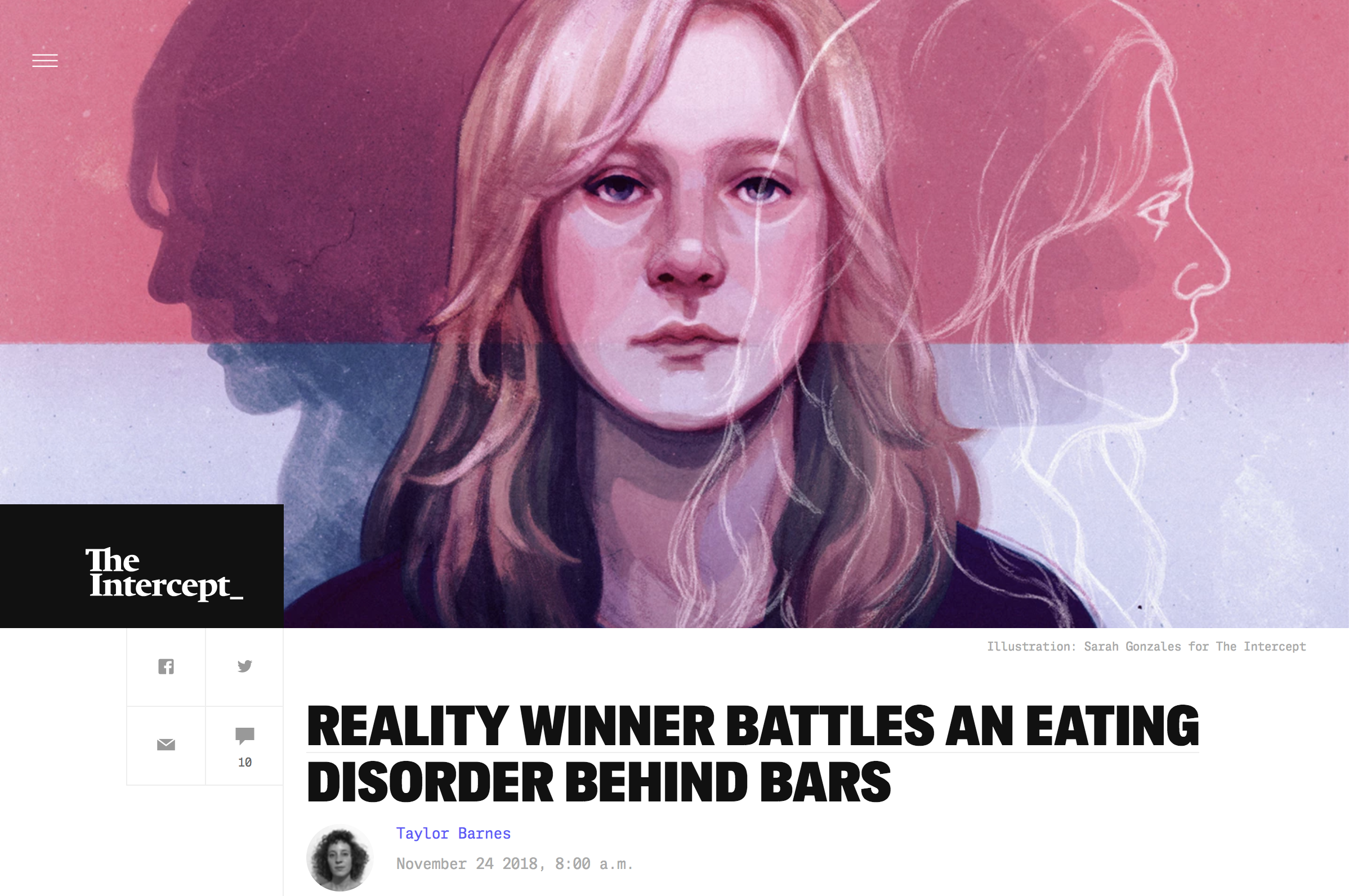  Illustration:  Sarah Gonzales   Art Direction: Ariel Zambelich  Story:  Reality Winner Battles An Eating Disorder Behind Bars  