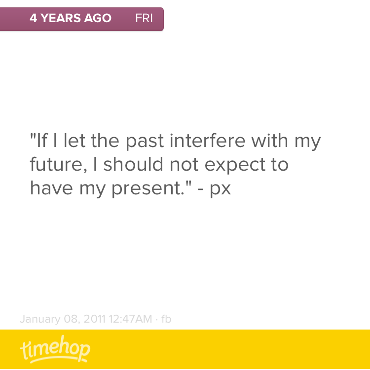 Four years ago, I wrote this. Time to take my own advice.