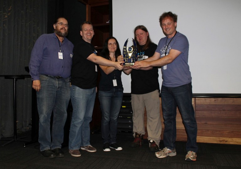 Winning the Summer 2014 and Winter 2015 hackathons! (note some team members are missing from photo)