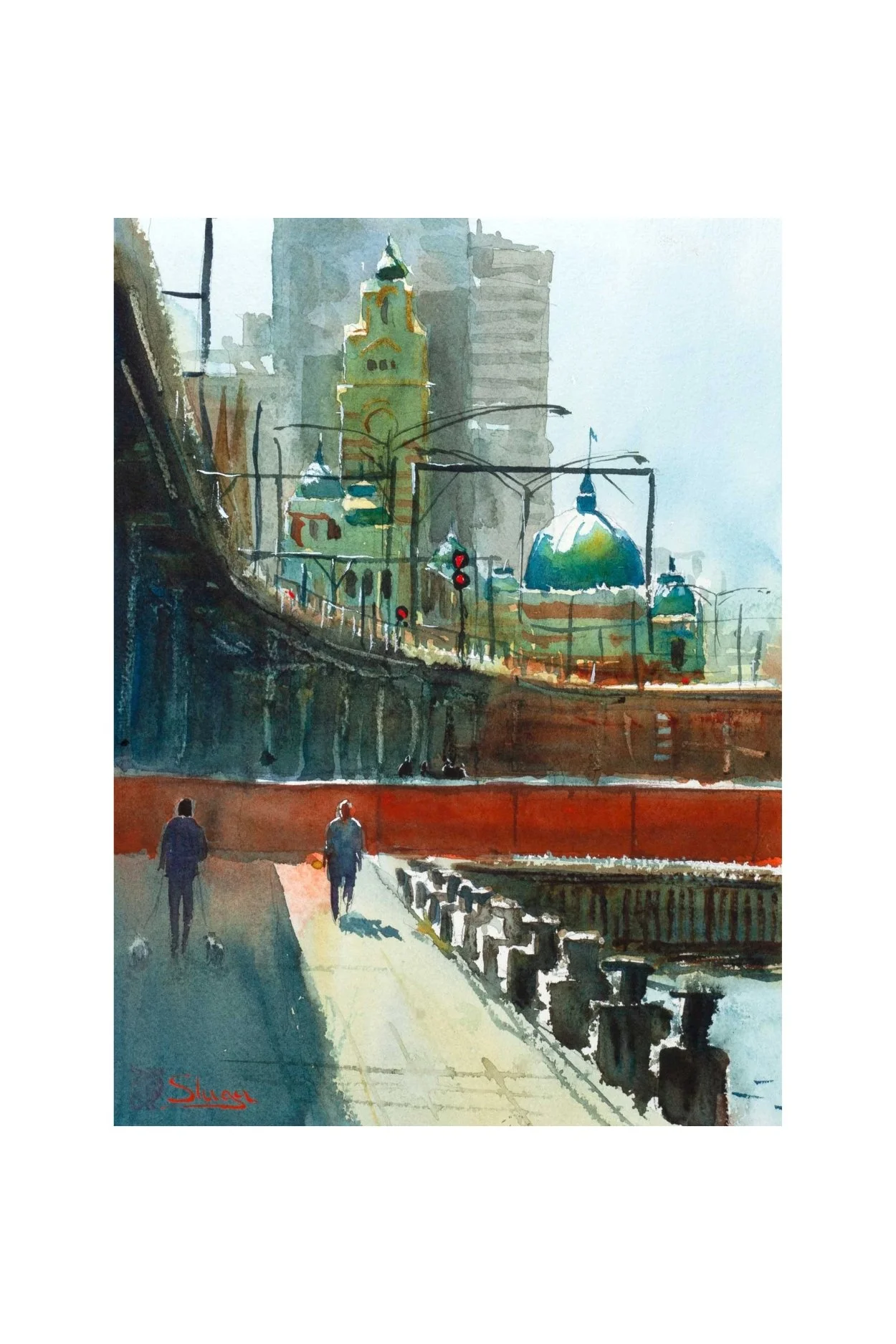 Walkies to Flinders Street - giclee print