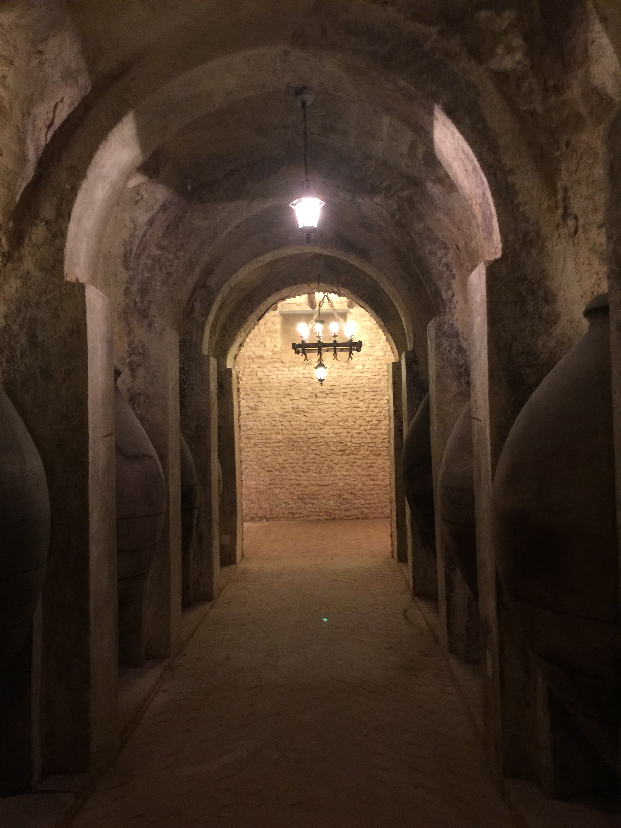 Cave lined with cement amphorae