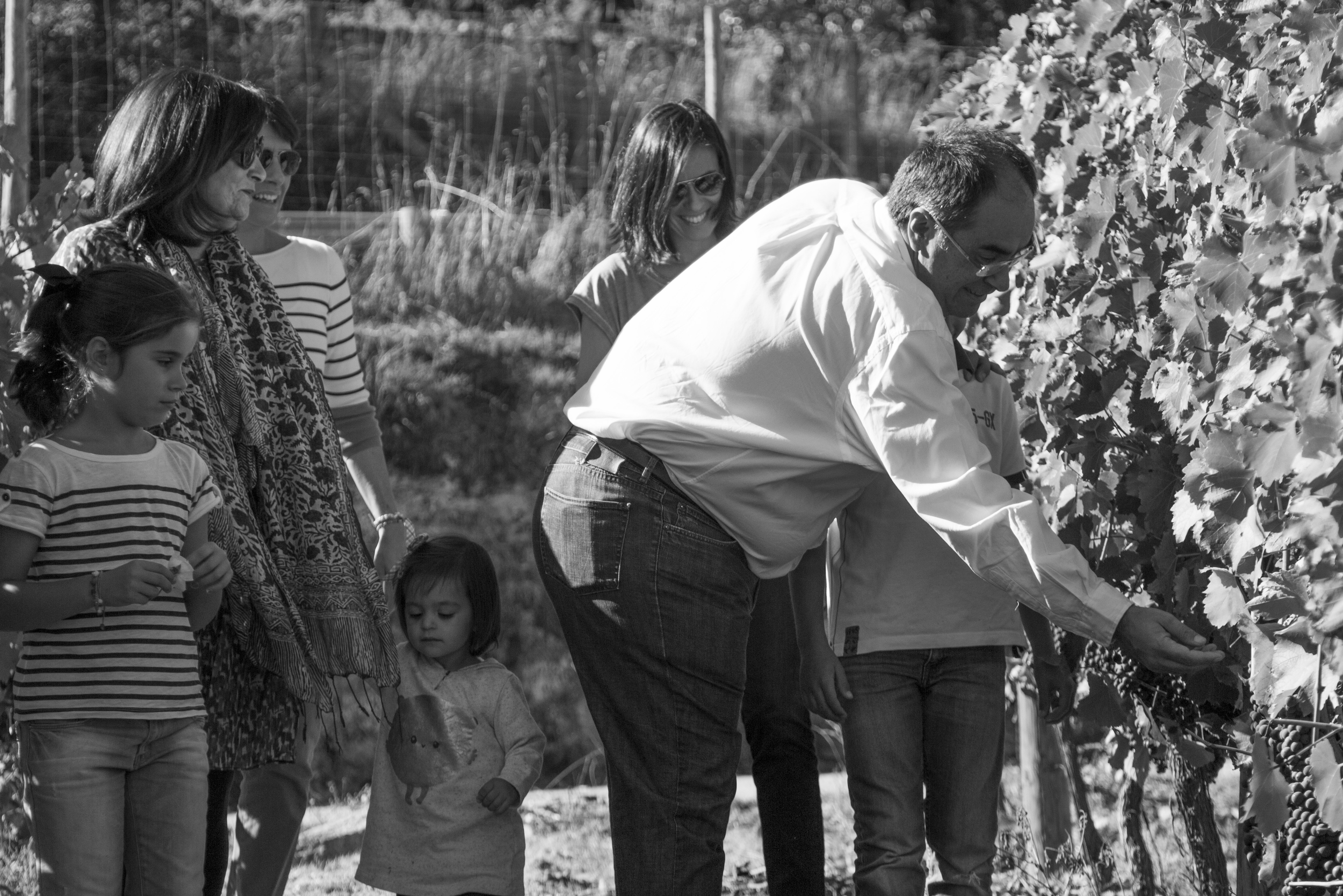 The Vázquez family in the vineyard