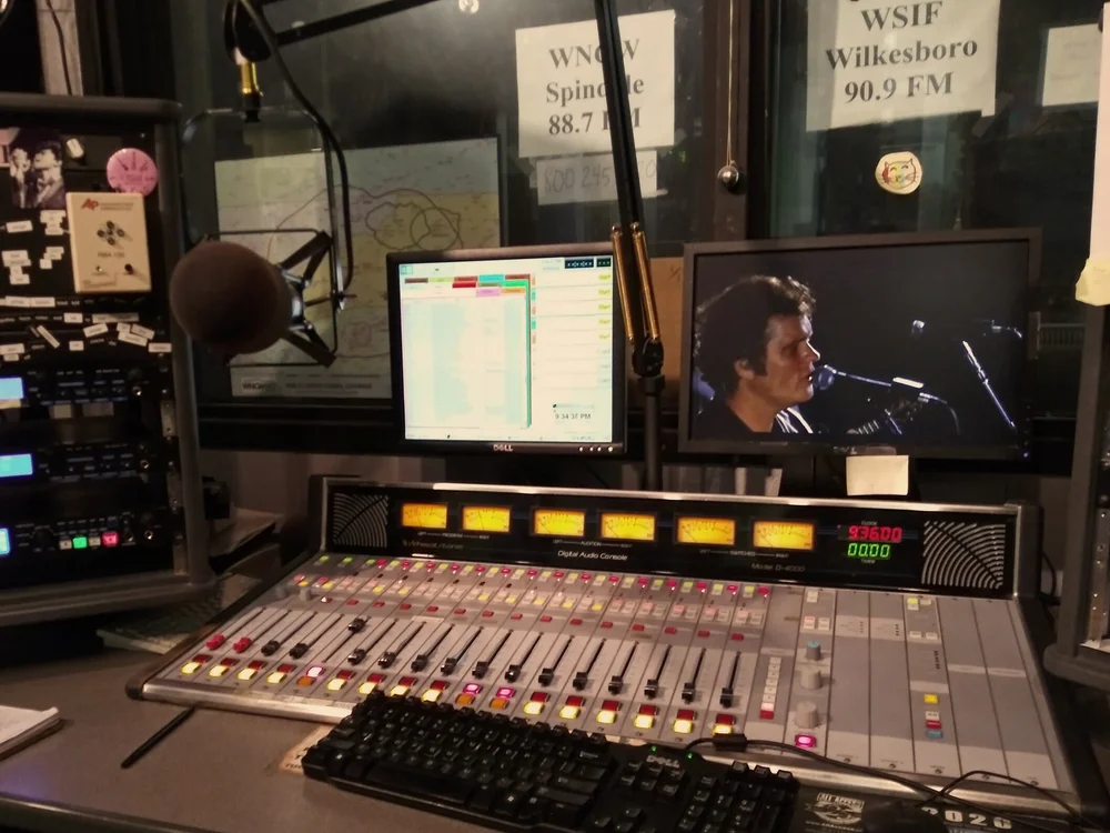 WNCW control room during the simulcast of Steep Canyon Rangers’ drive-in concert in Asheville NC 8/28/20 Photo: Joe Kendrick