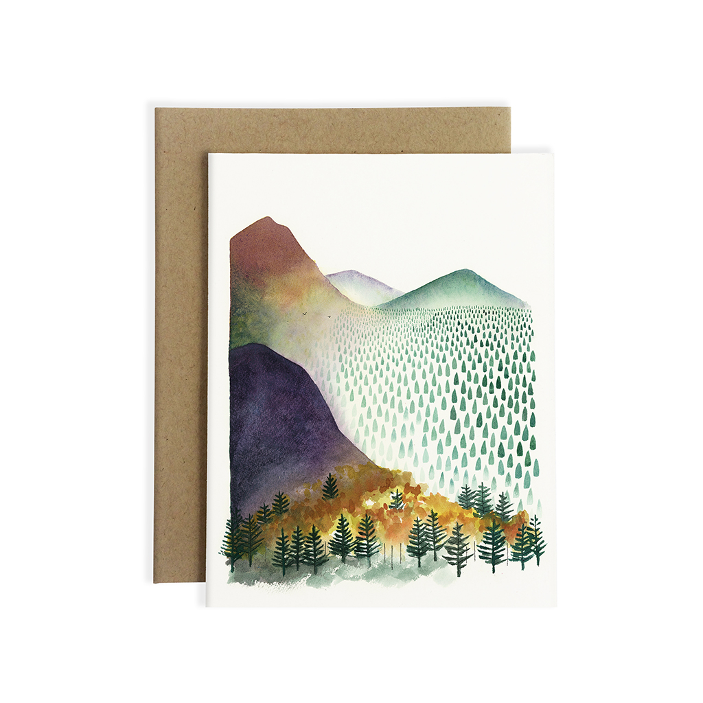 colorful landscape painting greeting card Mountain River Landscape greeting card colorful greeting card