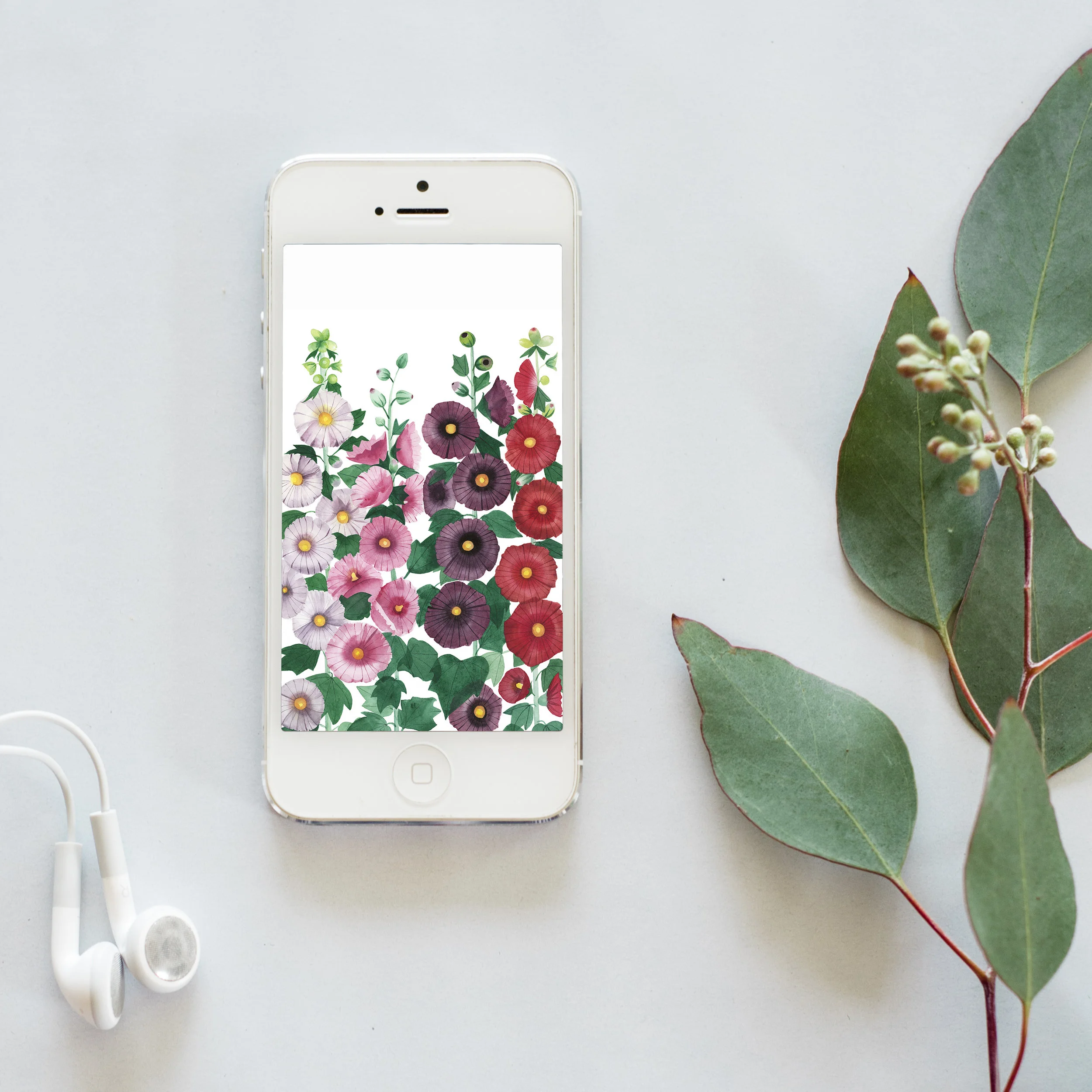 Hollyhocks Lock Screen