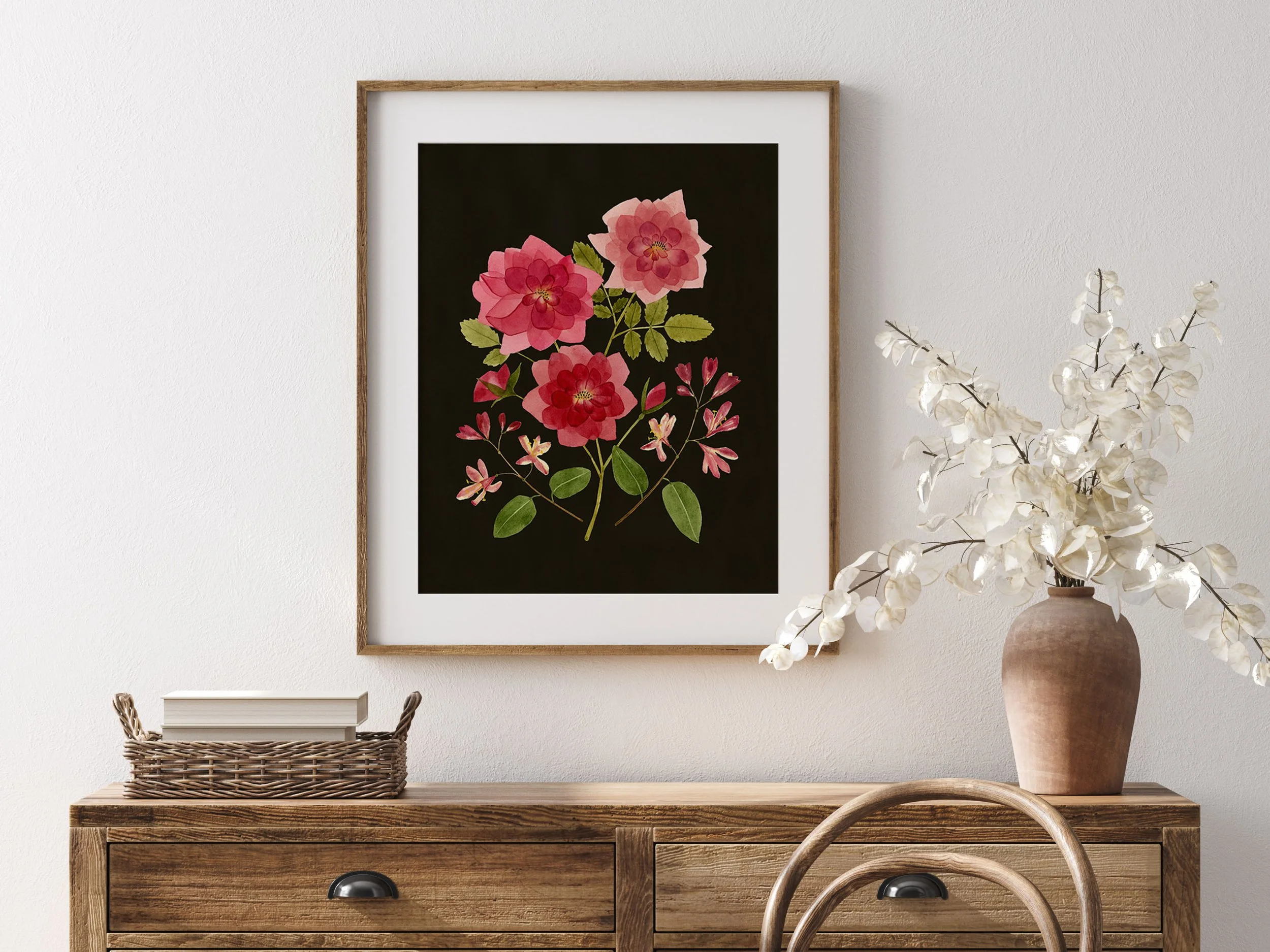 June Rose + Honeysuckle Art Print, image size:2500x1875