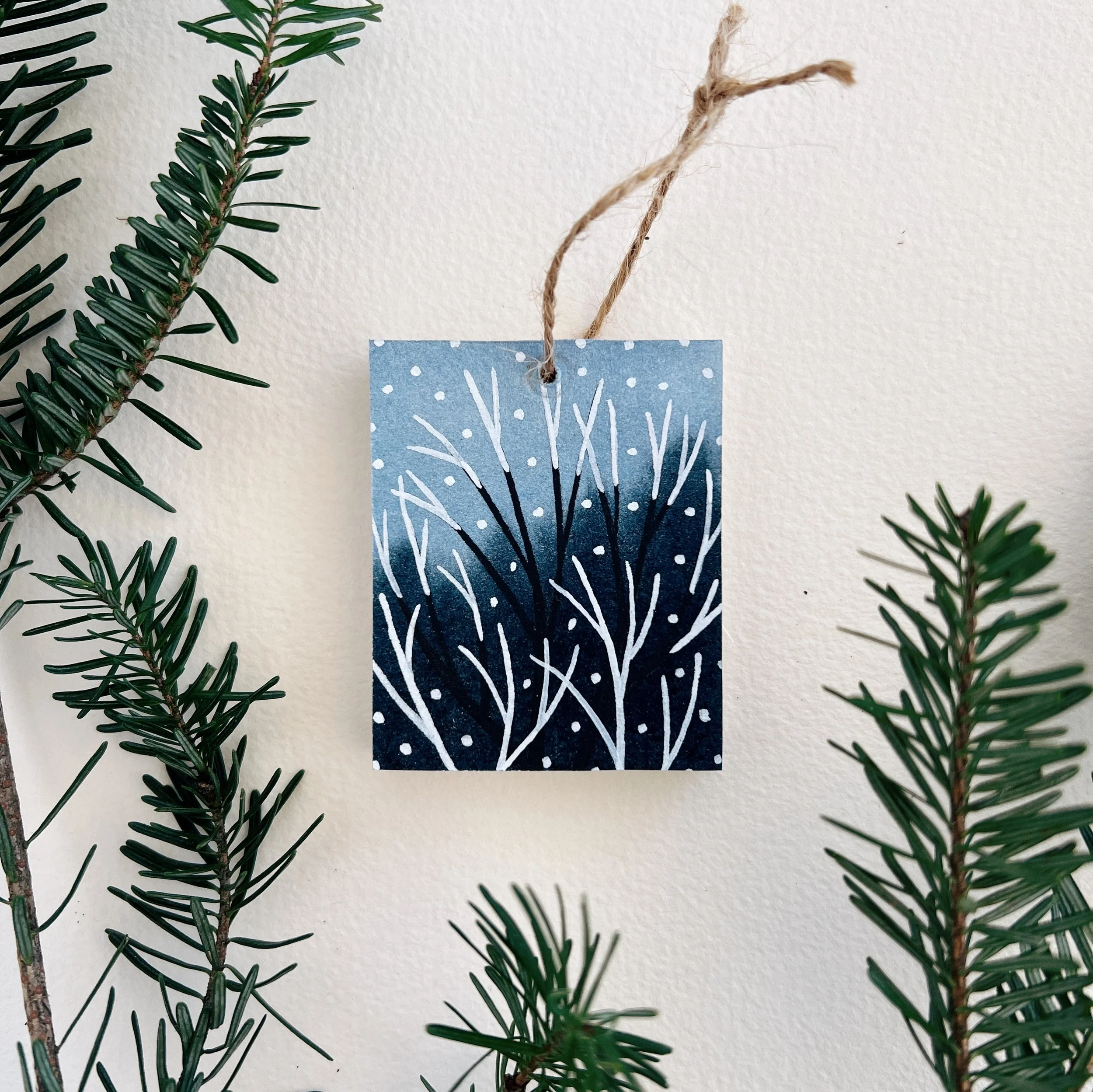 Hand-painted Snowy Trees Ornament