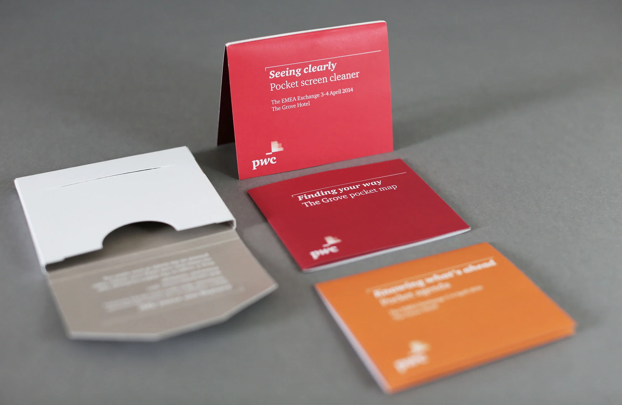 Welcome pack; event App instructions, venue map, pocket agenda and screen cleaner