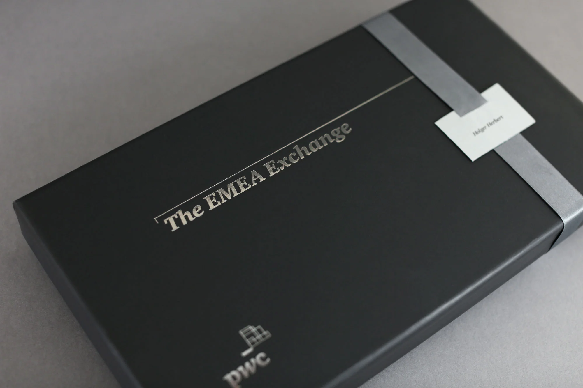 Invitation box with foil detail and gift tag