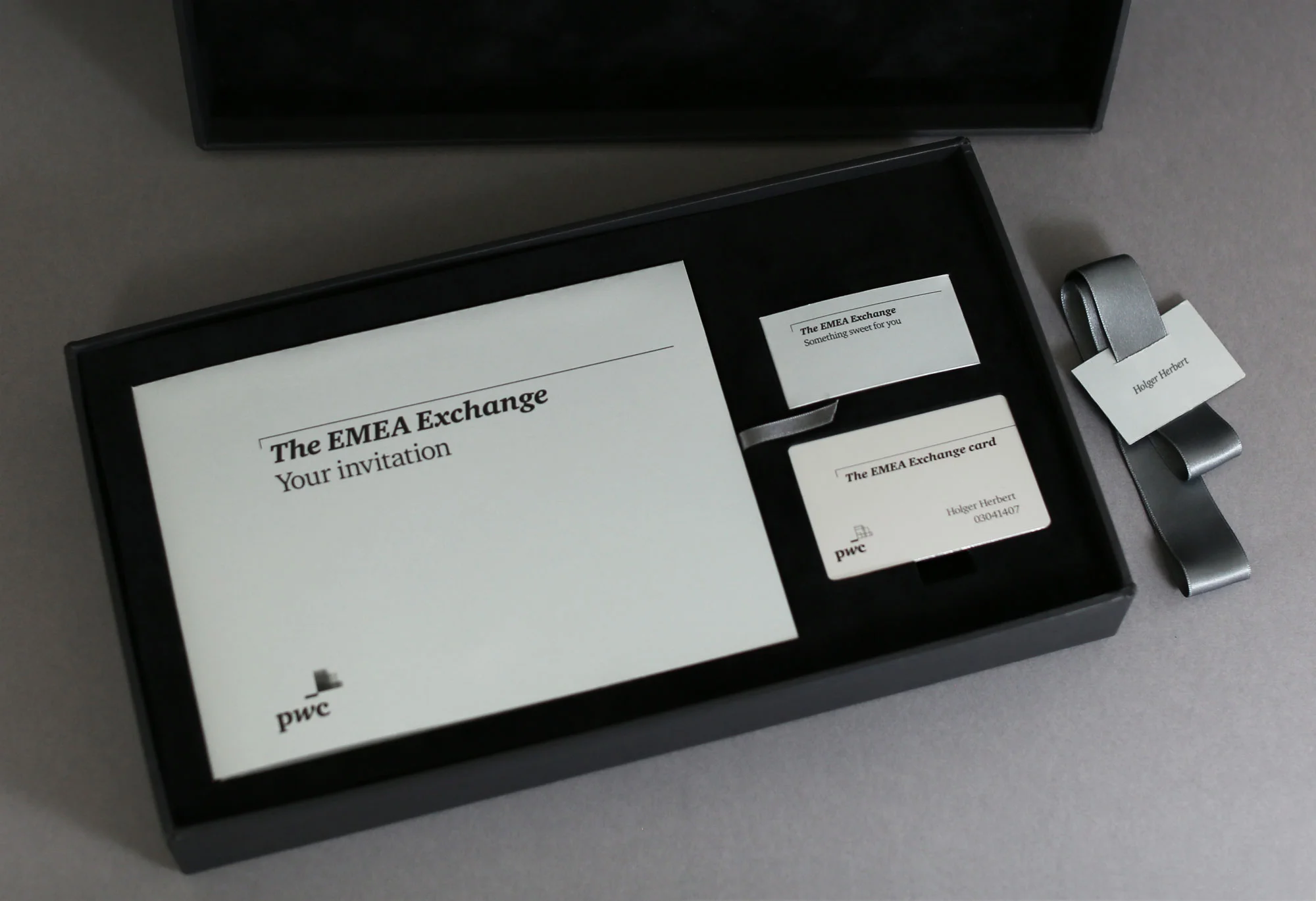 Inside the invitation box; a video pack, membership card and chocolates