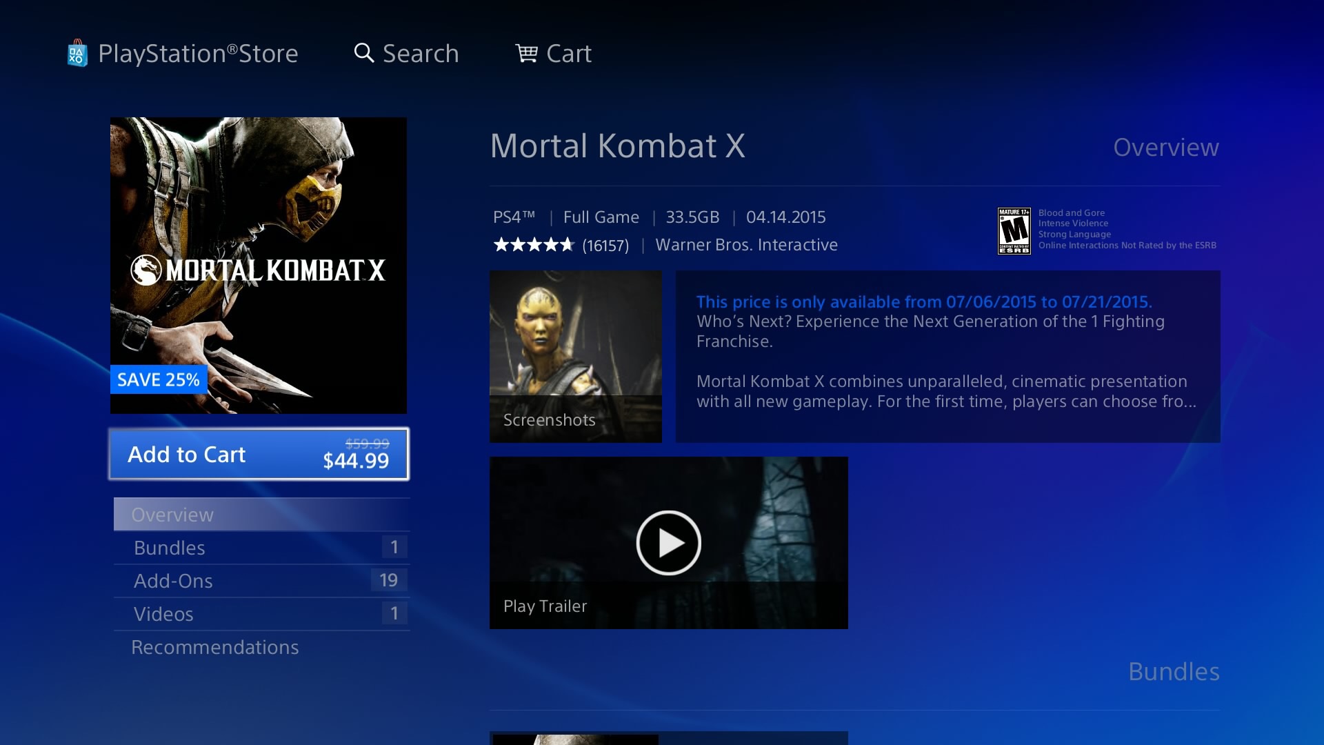 PS4 Store - Game Page