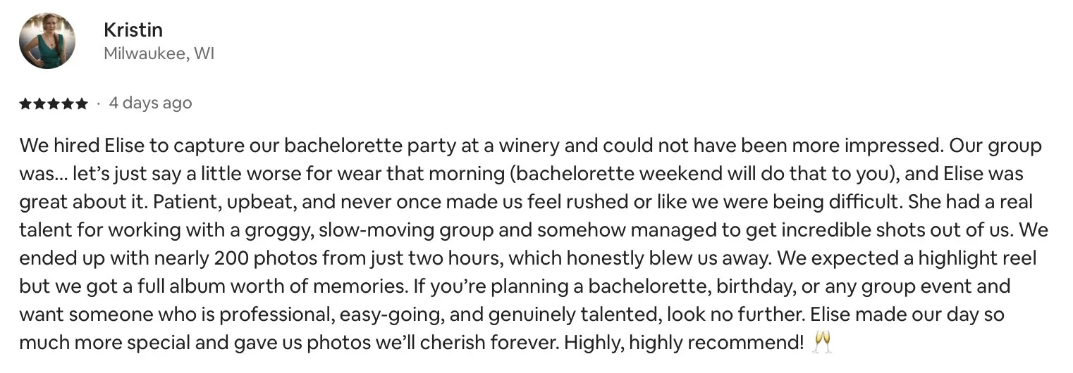 Bachelorette Party at Winery  - 5 Star Review