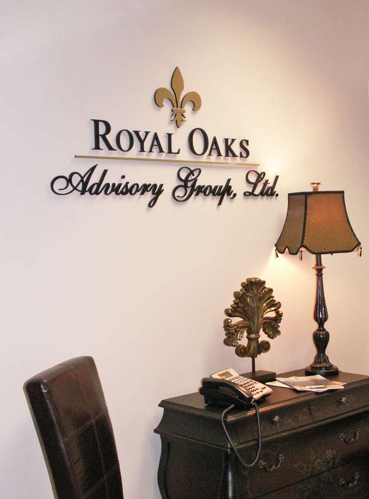 Reception Area Signage in a Traditional Setting - Tagline in Cursive Script