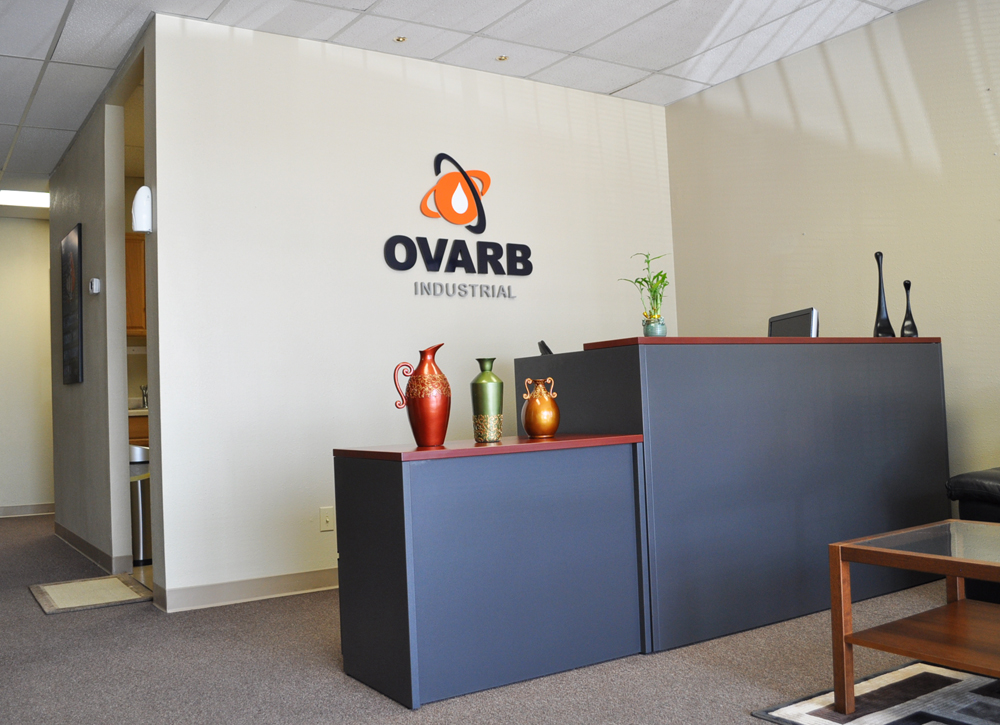 Reception Wall Sign - Custom Orange, Black and Gray Logo