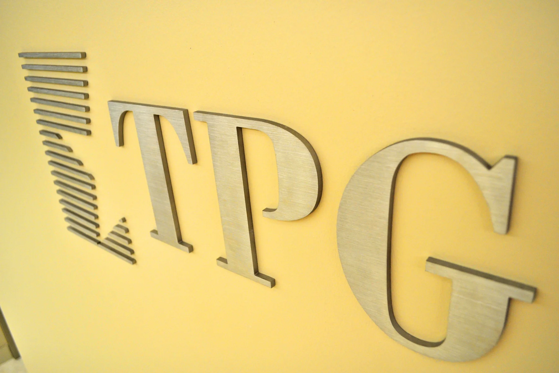 Brushed Stainless Steel Logo Signage for TPG Capital, Austin / NewYork / San Francisco