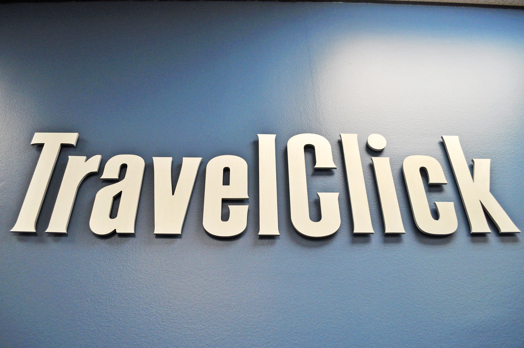 1/2" Thick Flat Cut Brushed Aluminum Letters for Travel Click