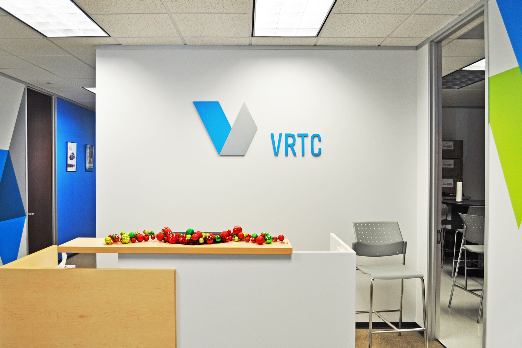 Reception Signage - Painted / Brushed Finish Combo with Matching Wall Graphics