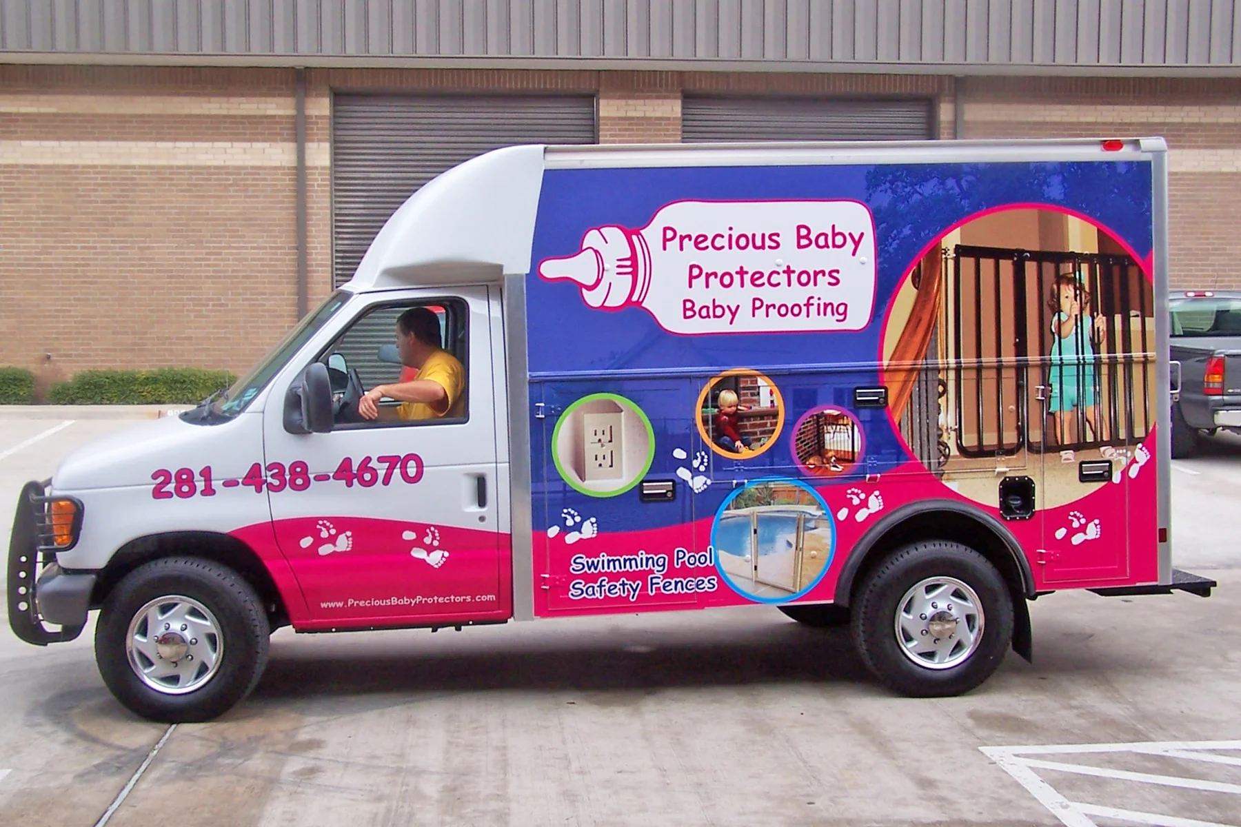 Custom Van Graphics - Full Wrap with Product Pictures for a Baby Proofing Company