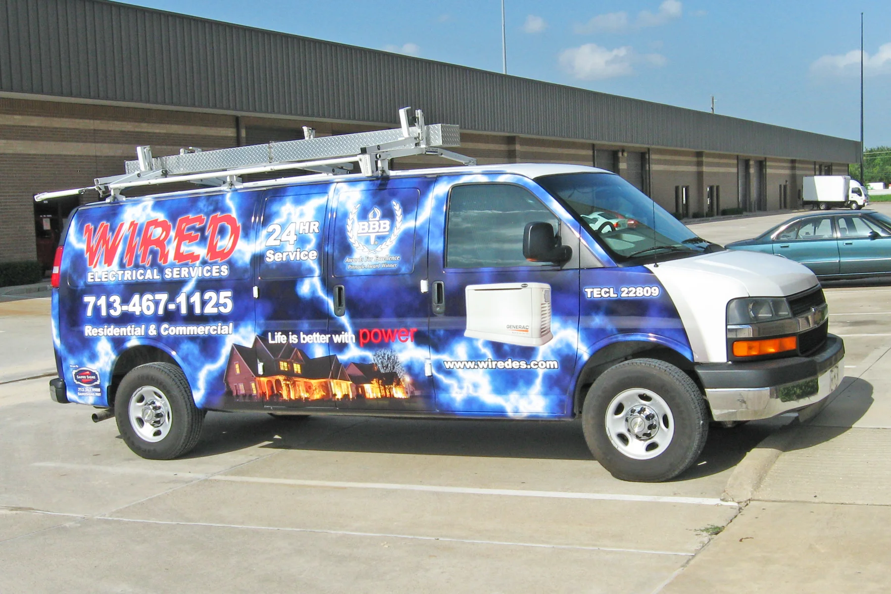 Full Wrap Graphics for an Electrical Contractor with Custom Lighting Background
