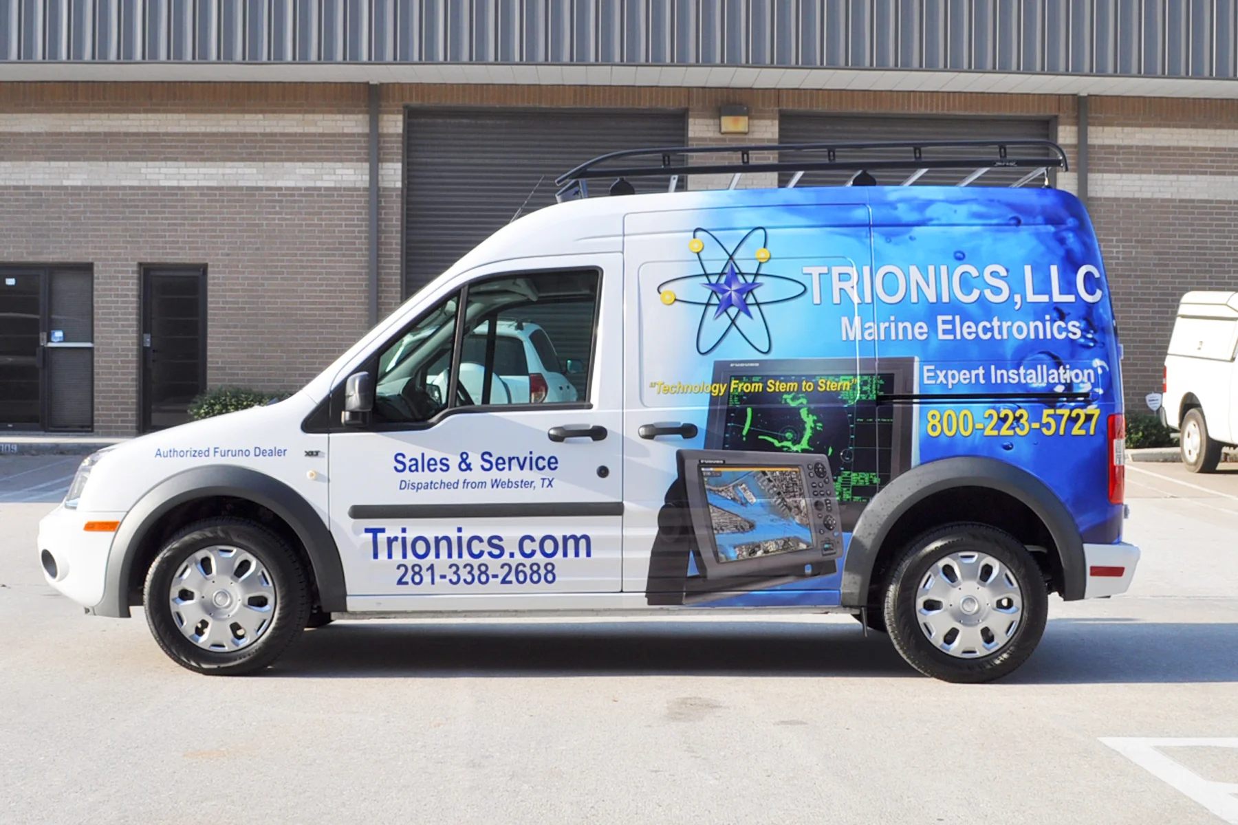 Partial Van Wrap for a Marine Electronics Company - Ford Transit Connect Van for Sales & Service