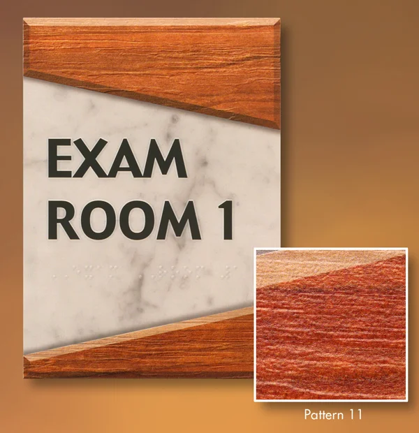 Natural wood grain effect achieved with Pattern + DecorFinish on a Photopolymer ADA sign
